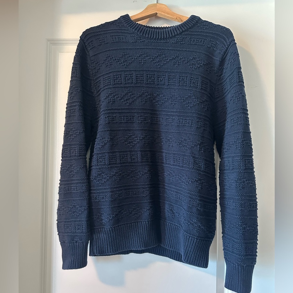 Vintage Jcrew Navy Textured Knit Sweater Sleeve